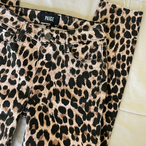 Paige Hoxton ankle leopard raw hem denim - Picture 8 of 14